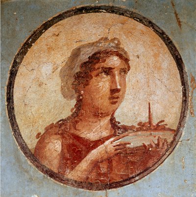 Nuori tyttö ruokalajin kanssa (fresko tekijältä Roman