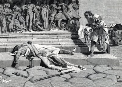 Publius Clodius Pulcherin (92-52 eKr.) ruumis löydetty Rooman via apiasta (kaiverrus) tekijältä Roman