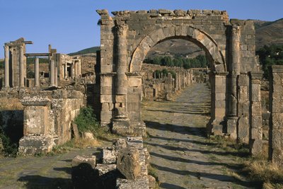 Kortti, kaari ja Venus-temppeli (vasemmalla), korkea keisarikausi (27 eKr.-395 jKr.). tekijältä Roman Imperial Period