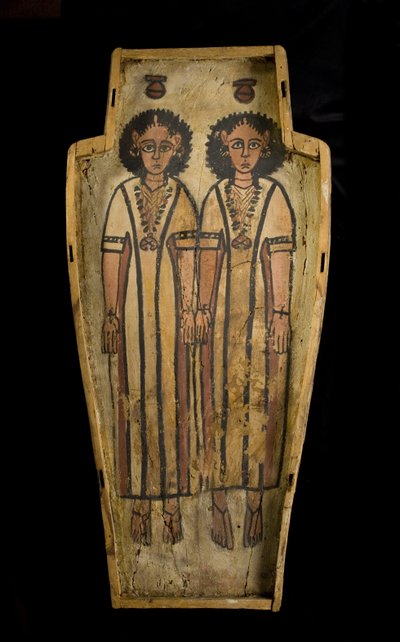 Base del taüt antropoide, Alt Egipte, Tebes, període romà tardà, c.175-200 dC (fusta arrebossada i pintada) finlandès tekijältä Roman Period Egyptian