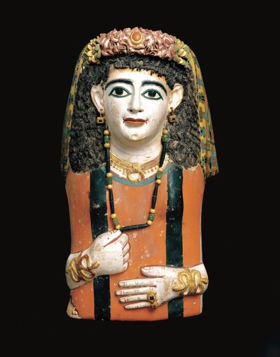 Muumionaamio, 60-70 jKr. (maalattu kartonki, kipsi ja kasvikuidut). tekijältä Roman Period Egyptian