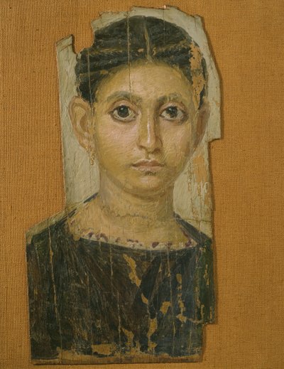Naisen muumiomuotokuva, Fayumista, 3. vuosisadan lopulla jKr. (enkaustinen vaha maalatussa puussa) tekijältä Roman Period Egyptian