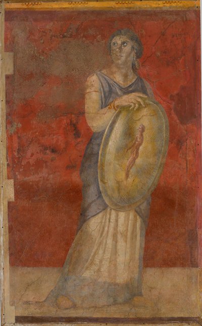 Seisova nainen, jolla on kilpi kädessään, noin 50-40 eaa. tekijältä Roman Republican Period