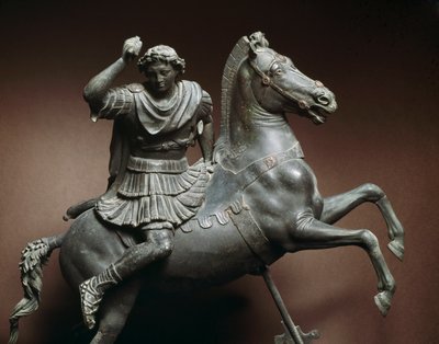 Aleksanteri Suuri (356-323 eKr.) hevosella Hevonen olisi Bucephale. Pronssiveistos Lysippe of Sicyone (395-305 eKr.) Napolin alkuperäisteoksen mukaan, Museo Archeologico Nazionale tekijältä Roman Roman