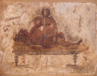 Eroottista aihetta kuvaava fresko Pompejista, Italiasta tekijältä Roman Roman