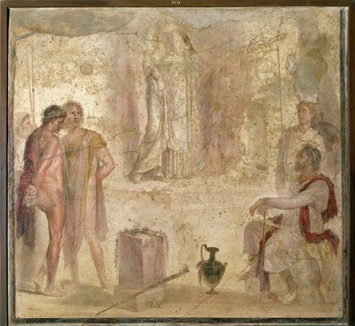Italia, Campania, Pompei, Kultaisten Cupidien talo, Orestes ja Pylades ennen Iphigeniaa, fresko tekijältä Roman Roman