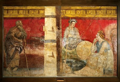 Makedoinen kuninkaallinen perhe ja filosofi. Fresko 325x199cm. Boscorealesta Napolin lähellä. Museo nazionale archeologico, Napoli (Napolin arkeologinen museo) tekijältä Roman Roman