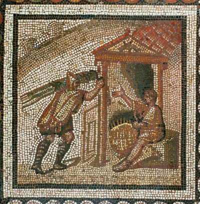 Talonpoika kantaa pajun oksia pajukoreja varten (mosaiikki) tekijältä Roman Roman