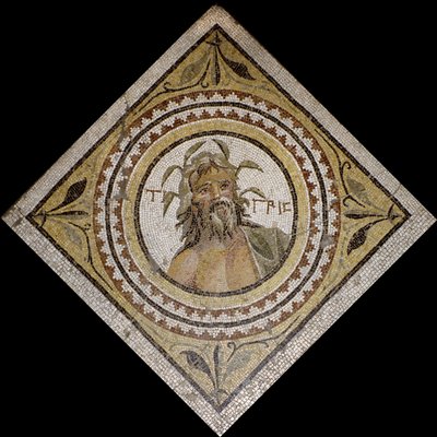 Tigris-joen personifikaatio, 2./3. vuosisadan loppu jKr (mosaiikki) tekijältä Roman Roman