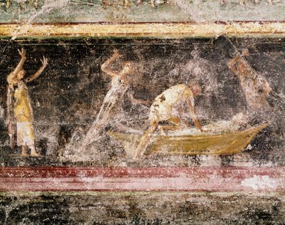 Roomalainen taide: Egyptin kuninkaan Bakenranefin (Bocchoris) lause - yksityiskohta huoneen C friisin freskosta, villa Farnesina (roomalainen taide: kuningas Bocchoriksen tuomio, huoneen C friisistä, Villa farnesina) Rooma museo nazionale romano tekijältä Roman Roman