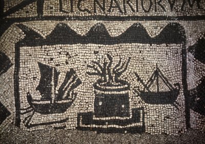 Roomalainen kauppameri ja majakka, muinainen Ostia (Ostia), Piazza delle Corporazioni. tekijältä Roman Roman