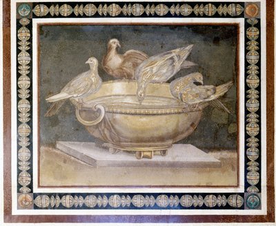 Roomalainen mosaiikki, joka edustaa 4 kyyhkystä. tekijältä Roman Roman