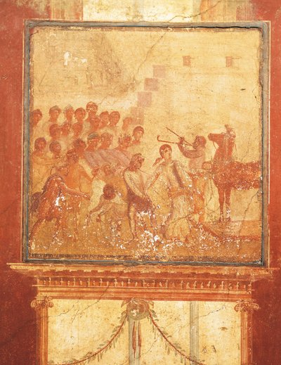 Troijan hevonen, fresko Menanderin talosta, Pompejista, Campaniasta, roomalaisesta sivilisaatiosta tekijältä Roman Roman