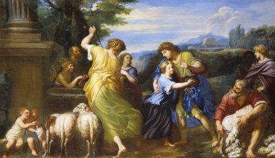 Jaakob ja Raakel kaivolla (öljy kankaalle) tekijältä Roman School