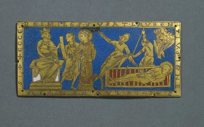 Pyhän Laurentiuksen tuomio ja marttyyrikuolema, n. 1180 tekijältä Romanesque