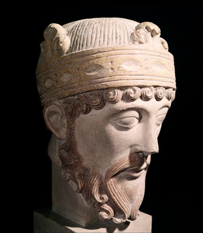 Muotokuva Karolingien Länsi-Fransian kuninkaasta Lothair (kiviveistos tekijältä Romanesque