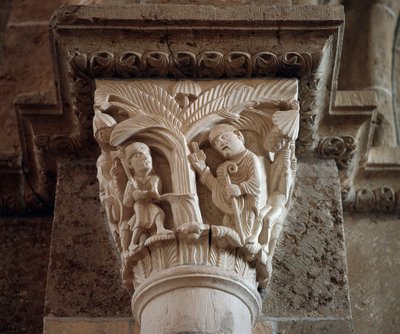 Pyhä Martin käskee kaataa pyhitetyn puun (veistetty pääkaupunki) tekijältä Romanesque