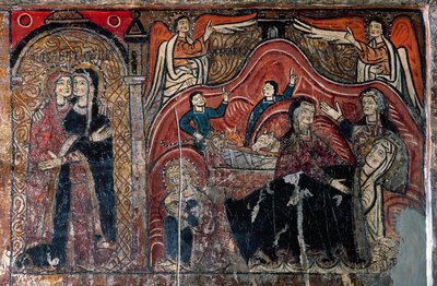 Vierailu ja syntymä kätilöiden Celomin ja Salomen kanssa, yksityiskohta tekijältä Romanesque