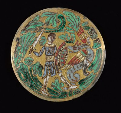 Soturi taistelee lohikäärmettä vastaan, n. 1170-1180 tekijältä Romanesque