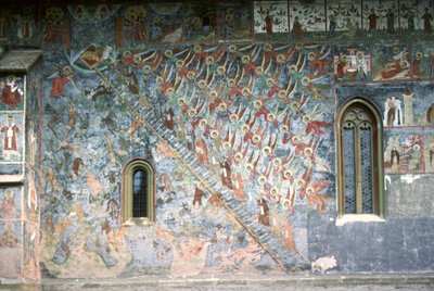 Taivaan tikkaat, maalaus kirkon pohjoisrintamalla, n. 1601 tekijältä Romanian School
