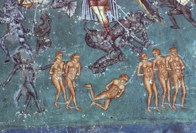 The Damned, yksityiskohta The Last Judgement, 1547-50 tekijältä Romanian School