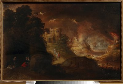 Sodoma ja Gomorra. Rombout van Troyenin maalaus (noin 1605-noin 1650), öljy kankaalle. hollantilaista taidetta tekijältä Rombout van Troyen
