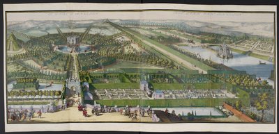 Enghienin puisto, n. 1685, kuva kokoelmasta "86 suunnitelmaa ja Haagin näkymää" tekijältä Romeyn de (after) Hooghe