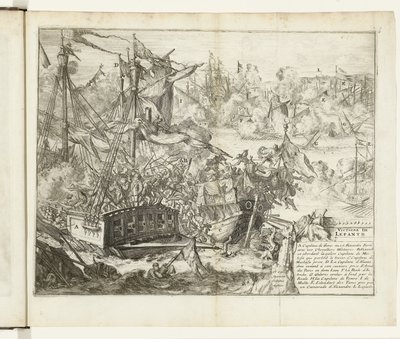 Lepanton taistelu, 1571 Victoire de Lepanto (nimi esineessä) Guerres de Flandres (sarjan nimi) tekijältä Romeyn de Hooghe (attributed to)