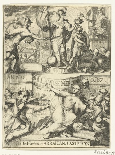 Hollannin Merkuriuksen nimilehti vuodelta 1687 tekijältä Romeyn de Hooghe (attributed to)