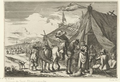 Ratsastajat lepäävät teltoissa tekijältä Romeyn de Hooghe (rejected attribution)