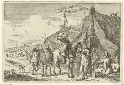Ratsastajat lepäävät teltoissa tekijältä Romeyn de Hooghe (rejected attribution)