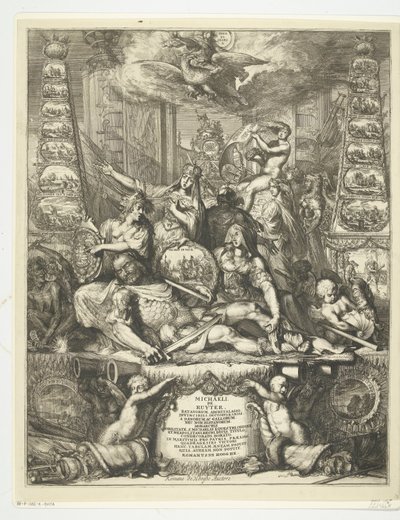 Allegoria Michiel de Ruyterin kuolemasta, 1676 tekijältä Romeyn de Hooghe