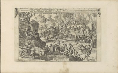 Bedelaars Oost-en West-Indiassa Bedel en Slacht-Papen Afgoden der Mexicanen / Mendian papit ja uhrimiehet meksikolaisten Divinitealle (otsikko esineessä) Itä- ja Länsi-Intia ja muut paikat (sarjan nimi) tekijältä Romeyn de Hooghe