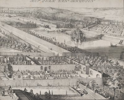 Yksityiskohta puistosta Enghienin oikealla puoliskolla, 1685. tekijältä Romeyn de Hooghe