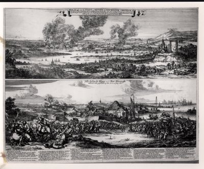 Hollantilaisten hyökkäys Medway-joella 20. ja 21. kesäkuuta 1667, kaivertaja Nicolas Visscher (1618-1709). tekijältä Romeyn de Hooghe