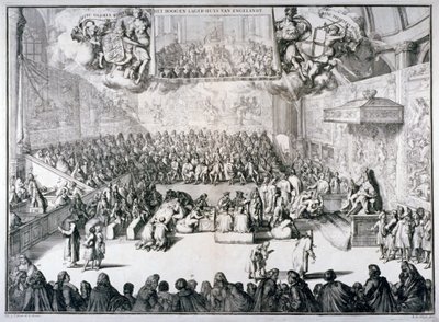 "Englannin ylä- ja alahuone", 1689 tekijältä Romeyn de Hooghe
