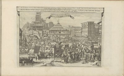 Markt en handel Bantamissa Kauppa ja tavarat Bantamissa / Koophandel en waerenissa (otsikko esineessä) Itä- ja Länsi-Intia ja muut paikat (sarjan nimi) tekijältä Romeyn de Hooghe