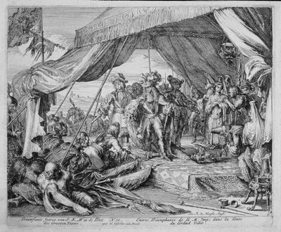 Wienin printtisykli, keisari Leopoldin (1640-1705) sisääntulo Suurvisiirin telttaan, 1683 tekijältä Romeyn de Hooghe
