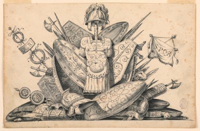 Piirustus, Aseiden palkinto, 1830-1850 tekijältä Romolo Achille Liverani
