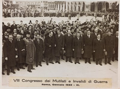 "Sodan vammautuneiden ja invalidien VIII kongressi - Rooma, tammikuu 1933 - 11" (m/v kuva) tekijältä Romolo del Papa