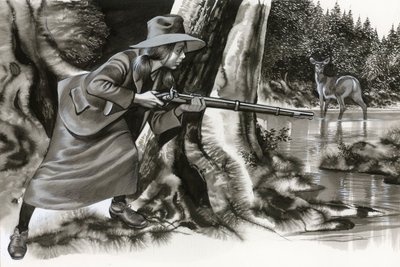 Annie Oakley ampuu hirveä tekijältä Ron Embleton