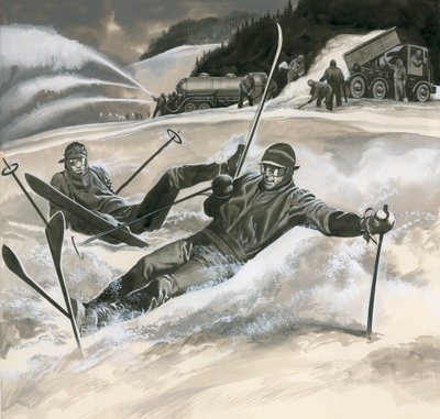 Hiihtäjät ja lumikoneet tekijältä Ron Embleton