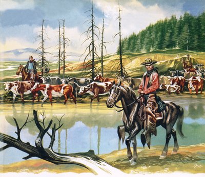 Texan cowboyt ajavat karjaa pohjoiseen tekijältä Ron Embleton