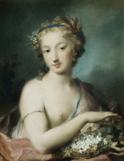 Flora, puolipitkä, pitelee luumut, tekijältä Rosalba Giovanna Carriera