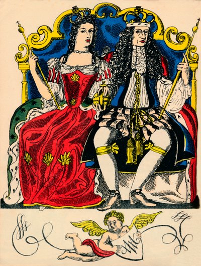 Vilhelm III ja Maria II, Ison-Britannian ja Irlannin kuningas ja kuningatar vuodesta 1688, 1932 tekijältä Rosalind Thornycroft