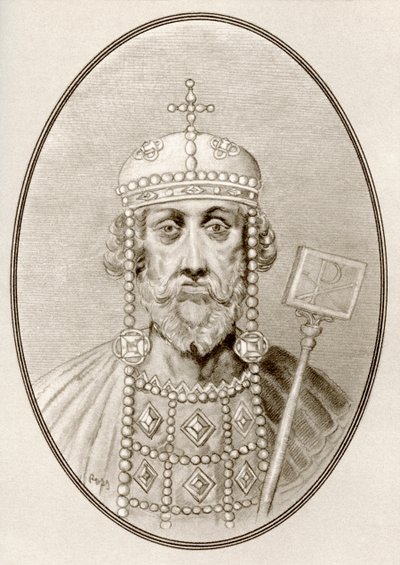 Konstantinus Suuri, kuva kuuluisien hallitsijoiden elävistä elämäkerroista (kaiverrus) tekijältä Ross Gordon