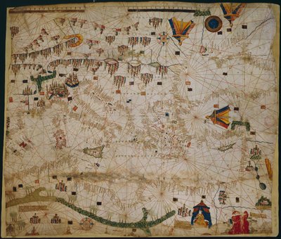 Välimeren ja Mustanmeren merikartta, 1440-luku tekijältä Rossell