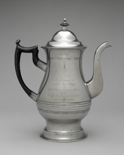 Kahvikannu tai teekannu, c. 1830-1870 (tina, tuntematon puu) tekijältä Roswell (attr.to) Gleason