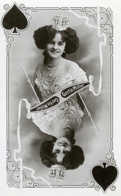 Gertie Millar, brittiläinen näyttelijä ja laulaja, 1905. tekijältä Rotary Photo