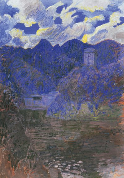 Kevään aamunkoitto San Fruttuosossa, kirjoittanut Rubaldo Merello (1872-1922), öljy kankaalle, 98x69 cm. Italia, 1900-luku. tekijältä Rubaldo Merello